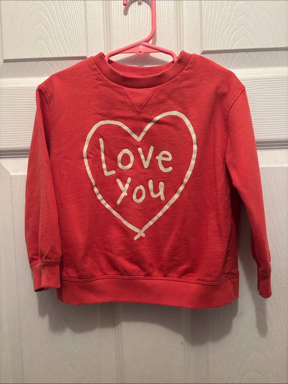 Kids' Coral Red 'Love You' Heart Sweatshirt